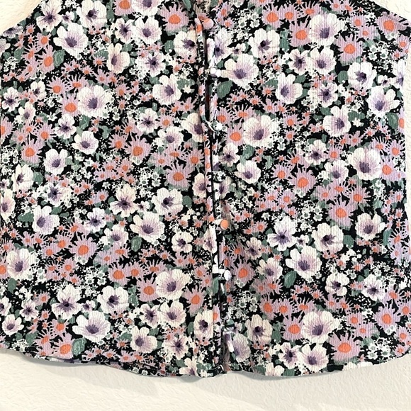 Anthropologie Women Tank Top Medium Black & Pink Chalmers Floral Cottagecore - Picture 8 of 16